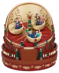Join the merriment of the Mini Carnival, brought to you by Mr. Christmas. Spinning cups filled will holiday thrill-seekers turn atop a wind-up music box playing a favorite Christmastime tune. Join the merriment of the Mini Carnival, brought to you by Mr. Christmas. Spinning cups filled will holiday thrill-seekers turn atop a wind-up music box playing a favorite Christmastime tune.