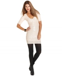 Oh-so glam, allover sequins make this BCBGMAXAZRIA dress a hot pick for a high-shine soiree look! Oh-so glam, allover sequins make this BCBGMAXAZRIA dress a hot pick for a high-shine soiree look!