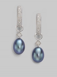 A shimmering black pearl drop is accented with 18K yellow gold and sparkling diamonds.Diamond, 0.03 tcw Black pearl 18K white gold Length, about ½ Imported Please note: Hoop earrings sold separately. A shimmering black pearl drop is accented with 18K yellow gold and sparkling diamonds.Diamond, 0.03 tcw Black pearl 18K white gold Length, about ½ Imported Please note: Hoop earrings sold separately.