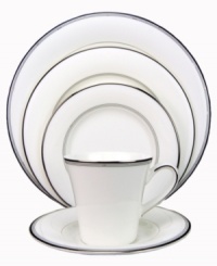 Clean and simple with classic accents, the Silver Sonnet 5-piece place settings boast universal appeal. Beaded bands of black and platinum stand out on bright white bone china for sophisticated formal affairs. A sleek, flared teacup sounds a contemporary note. Clean and simple with classic accents, the Silver Sonnet 5-piece place settings boast universal appeal. Beaded bands of black and platinum stand out on bright white bone china for sophisticated formal affairs. A sleek, flared teacup sounds a contemporary note.