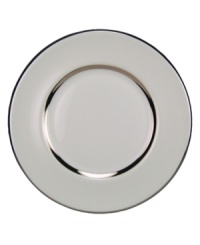 Set the table with elegance. A slightly textured pearlescent and platinum border melds with creamy white bone china to bring grace and style to any decor. (Clearance) Set the table with elegance. A slightly textured pearlescent and platinum border melds with creamy white bone china to bring grace and style to any decor. (Clearance)