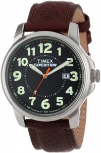 Timex Men's T44921 Expedition Metal Field Black/Brown Leather Strap Watch