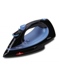 Wear your wardrobe to the fullest! Stop wrinkles and kinks in their tracks with a nonstick soleplate that effortlessly maneuvers the trickiest fabrics for a smooth, fresh finish. Working vertically on drapes and hanging garments, this iron produces shots of turbo steam and spray mist at the press of a button. 1-year warranty. Model 004233-000-000. Wear your wardrobe to the fullest! Stop wrinkles and kinks in their tracks with a nonstick soleplate that effortlessly maneuvers the trickiest fabrics for a smooth, fresh finish. Working vertically on drapes and hanging garments, this iron produces shots of turbo steam and spray mist at the press of a button. 1-year warranty. Model 004233-000-000.