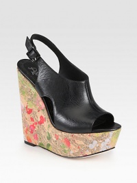 A classic leather slingback is transformed with a paint-splattered cork wedge. Cork wedge with splattered paint, 5¾ (145mm)Cork platform with splattered paint, 2 (50mm)Compares to a 3¾ heel (95mm)Leather upperOpen toeAdjustable slingback strapLeather lining and solePadded insoleImported A classic leather slingback is transformed with a paint-splattered cork wedge. Cork wedge with splattered paint, 5¾ (145mm)Cork platform with splattered paint, 2 (50mm)Compares to a 3¾ heel (95mm)Leather upperOpen toeAdjustable slingback strapLeather lining and solePadded insoleImported