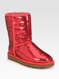 Conquer cold winter days in style with this short sequin-coated essential lined with warm shearling. Rubber heel, 1 (25mm)Sequin-covered upper with satin liningShearling liningRubber solePadded insoleImported Conquer cold winter days in style with this short sequin-coated essential lined with warm shearling. Rubber heel, 1 (25mm)Sequin-covered upper with satin liningShearling liningRubber solePadded insoleImported