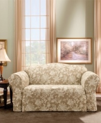 In fair Verona. Flowers and vines dance across a solid duck background for a fresh take on traditional elegance in the Verona loveseat slipcover from Sure Fit. Choose from soothing tones of sage or cocoa. In fair Verona. Flowers and vines dance across a solid duck background for a fresh take on traditional elegance in the Verona loveseat slipcover from Sure Fit. Choose from soothing tones of sage or cocoa.