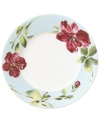 Painterly lilies bloom around this porcelain salad plate, creating a beautiful arrangement with the rest of Oleg Cassini's Sweet Blossom dinnerware. Painterly lilies bloom around this porcelain salad plate, creating a beautiful arrangement with the rest of Oleg Cassini's Sweet Blossom dinnerware.