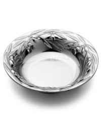 Offering a party-perfect combination of style and versatility, this lustrous round bowl creates a lavish presentation for salad and pasta. Embellished with flourishing olive vines around its rim to transform your table at casual or formal gatherings. Offering a party-perfect combination of style and versatility, this lustrous round bowl creates a lavish presentation for salad and pasta. Embellished with flourishing olive vines around its rim to transform your table at casual or formal gatherings.