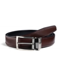 Upgrade your casual look with this leather reversible belt from Geoffrey Beene. Upgrade your casual look with this leather reversible belt from Geoffrey Beene.