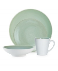 With clean lines and splashes of green, the Kealia place settings dish out casual fare with modern elegance, plus all the convenience of dishwasher- and microwave-safe stoneware from Noritake. With clean lines and splashes of green, the Kealia place settings dish out casual fare with modern elegance, plus all the convenience of dishwasher- and microwave-safe stoneware from Noritake.