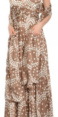 Badgley Mischka Silk Polka Dot Gown Dress