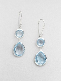 From the Rock Candy® Collection. A snowman drop design featuring faceted blue topaz stones set in sleek sterling silver. Blue topazSterling silver Drop, about 1.5Hook backImported 