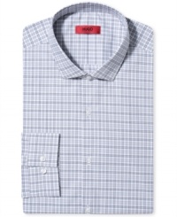 Look put together and preppy cool in this Hugo Boss plaid dress shirt. Look put together and preppy cool in this Hugo Boss plaid dress shirt.