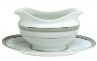 Mikasa Platinum Crown Gravy Boat and Stand Mikasa Platinum Crown Gravy Boat and Stand
