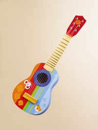 A wonderful child's guitar is brightly painted and the perfect size for small fingers. An easy, fun way to develop a child's hand-eye coordination and nurture an interest in music and the arts. Brass frets, metal machine heads Recommended for ages three and up 1½ pounds 7W X 21H X 2½D Imported A wonderful child's guitar is brightly painted and the perfect size for small fingers. An easy, fun way to develop a child's hand-eye coordination and nurture an interest in music and the arts. Brass frets, metal machine heads Recommended for ages three and up 1½ pounds 7W X 21H X 2½D Imported