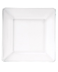 Clear the table. Layer patterns and colors with the sleek, minimalist look of square appetizer plates in solid glass. Clear the table. Layer patterns and colors with the sleek, minimalist look of square appetizer plates in solid glass.