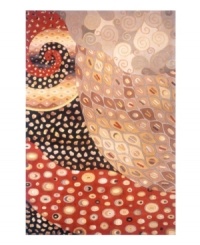 A complex and brilliant design that evokes visions of painter Gustav Klimt, this rug is a priceless work of art underneath your feet. The most important decorative art movements of the 20th-century are all utilized in designing these modern, yet classically beautiful rugs. Hints of 1910's Vienna Secession, 1930's Art Deco and 1950's Abstract Expressionism can all be found in this rug's colorful array of shapes and swirls, as elegant as a peacock's plumage. Meticulously hand-tufted and hand-carved of pure wool. A complex and brilliant design that evokes visions of painter Gustav Klimt, this rug is a priceless work of art underneath your feet. The most important decorative art movements of the 20th-century are all utilized in designing these modern, yet classically beautiful rugs. Hints of 1910's Vienna Secession, 1930's Art Deco and 1950's Abstract Expressionism can all be found in this rug's colorful array of shapes and swirls, as elegant as a peacock's plumage. Meticulously hand-tufted and hand-carved of pure wool.