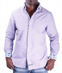 English Laundry Floral Cuff Striped Mens Dress Shirt Woven English Laundry Floral Cuff Striped Mens Dress Shirt Woven