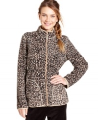 Get two looks in one with this reversible fleece jacket from Style&co. Sport, featuring an animal print at one side and a solid hue at the other. Get two looks in one with this reversible fleece jacket from Style&co. Sport, featuring an animal print at one side and a solid hue at the other.