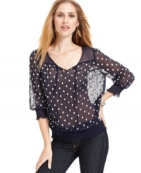 You'll love polka dots even more on Style&co.'s petite peasant top -- featuring a sheer fabric and flowy blouson-style fit! You'll love polka dots even more on Style&co.'s petite peasant top -- featuring a sheer fabric and flowy blouson-style fit!