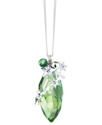Green to envy. The cone-shaped Peridot Silver Shade ornament sparkles in faceted Swarovski crystal with elaborate silvertone accents. Delicate, dangling charms – including a real metal bell – add extra dazzle. Green to envy. The cone-shaped Peridot Silver Shade ornament sparkles in faceted Swarovski crystal with elaborate silvertone accents. Delicate, dangling charms – including a real metal bell – add extra dazzle.