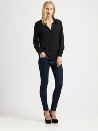 Timelessly tailored button-down shirt of pure silk, renewed by a plunging cowlback. Point collarButton frontLong sleeves with buttoned cuffsCutout cowlbackSilkDry cleanImportedModel shown is 5'11 (178cm) wearing US size Small. Timelessly tailored button-down shirt of pure silk, renewed by a plunging cowlback. Point collarButton frontLong sleeves with buttoned cuffsCutout cowlbackSilkDry cleanImportedModel shown is 5'11 (178cm) wearing US size Small.
