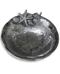 Seafood is always on the menu with the Coquilles serving bowl from Star Home. Individually sculpted and finished by hand with starfish and shells, it lends whimsical charm to seaside homes. Seafood is always on the menu with the Coquilles serving bowl from Star Home. Individually sculpted and finished by hand with starfish and shells, it lends whimsical charm to seaside homes.