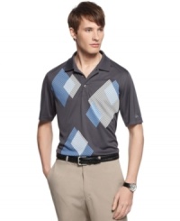 Diamond in the rough. You'll find you sweet comfort spot with this Greg Norman polo shirt designed to keep you feeling good no matter how many holes you play through. Diamond in the rough. You'll find you sweet comfort spot with this Greg Norman polo shirt designed to keep you feeling good no matter how many holes you play through.