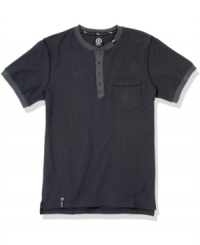 Basics training. Get your casual wardrobe down pat with this short-sleeved henley shirt from LRG. Basics training. Get your casual wardrobe down pat with this short-sleeved henley shirt from LRG.