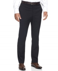 A sleek silhouette adds an extra touch of sophistication in these slim-fit dress pants from Perry Ellis.