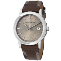 Burberry Men's BU9020 Large Check Leather on Canvas Strap Watch Burberry Men's BU9020 Large Check Leather on Canvas Strap Watch