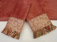 Sherry Kline Swirl Paisley Coral Red 3-piece Decorative Towel Set Sherry Kline Swirl Paisley Coral Red 3-piece Decorative Towel Set