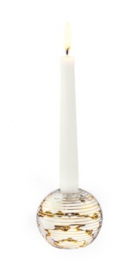 Kosta Boda Glimmer Candlestick Thin Gold Stripe Pair Kosta Boda Glimmer Candlestick Thin Gold Stripe Pair
