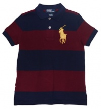 Polo Ralph Lauren Boy's Toddler Big Pony Striped Mesh Polo Shirt (3 / 3T, Burgundy Multi) Polo Ralph Lauren Boy's Toddler Big Pony Striped Mesh Polo Shirt (3 / 3T, Burgundy Multi)
