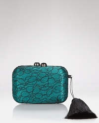 A heart-racing example of evening style. This boxy, KOTUR clutch styles your look romantic in satin, silk, and lace with a kisslock closure. A heart-racing example of evening style. This boxy, KOTUR clutch styles your look romantic in satin, silk, and lace with a kisslock closure.