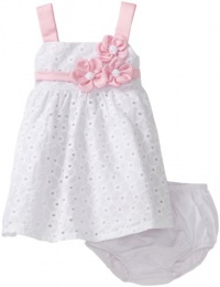Bonnie Baby Girls Infant Satin Flowers On White Eyelet Empire Waist Dress, White, 24 Months Bonnie Baby Girls Infant Satin Flowers On White Eyelet Empire Waist Dress, White, 24 Months