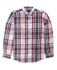 Rev up your weekend wardrobe with this casual plaid shirt from No Retreat. Rev up your weekend wardrobe with this casual plaid shirt from No Retreat.
