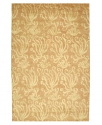 Adapted from an original 1920s French Art Deco textile, Seaflora's contemporary design evokes images of delicate plants flowing gracefully with the sea. Alternating rows of silk, linen and wool cut pile create a ribbed background effect in coralline hues. Adapted from an original 1920s French Art Deco textile, Seaflora's contemporary design evokes images of delicate plants flowing gracefully with the sea. Alternating rows of silk, linen and wool cut pile create a ribbed background effect in coralline hues.