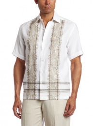 Cubavera Men's Short Sleeve Engineer Print With Embroidered Shirt