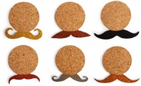 Kikkerland Mustache Cork Coasters, Set of 6 Kikkerland Mustache Cork Coasters, Set of 6