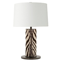 On safari! Perfect for your office, den or study, this leather-wrapped lamp with polished nickel hardware and white drum shade stands sleek with style.