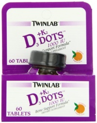 Twinlab Vitamin D3 1000 + K2 Dots, 60 Tablets Twinlab Vitamin D3 1000 + K2 Dots, 60 Tablets