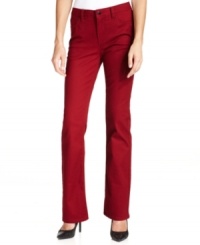 These straight-leg petite jeans from Jones New York Signature comes in a vibrant red wash -- perfect for creating fashion-forward ensembles! These straight-leg petite jeans from Jones New York Signature comes in a vibrant red wash -- perfect for creating fashion-forward ensembles!
