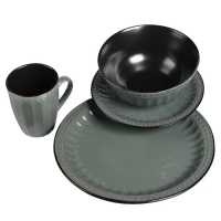 TTU Gallery 16-Piece Reactive Glaze Beads Dinnerware Set, Green TTU Gallery 16-Piece Reactive Glaze Beads Dinnerware Set, Green