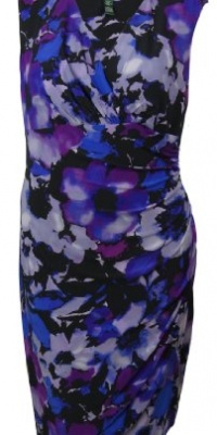 Lauren Ralph Lauren Women's On The Town Floral Jersey Dress 16W Black Multi Lauren Ralph Lauren Women's On The Town Floral Jersey Dress 16W Black Multi