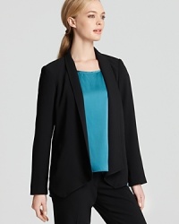Sleek tailoring and an angled hem give this Eileen Fisher Petites blazer a super-feminine feel. Slip the style over cocktail dresses for a punch of modernity. Sleek tailoring and an angled hem give this Eileen Fisher Petites blazer a super-feminine feel. Slip the style over cocktail dresses for a punch of modernity.