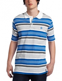 Southpole Men's Striped Polo With Embroidered Logo at Chest Southpole Men's Striped Polo With Embroidered Logo at Chest