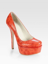 Stunning snake-print leather design with an ultra-high heel and chunky platform. Self-covered heel, 5½ (140mm)Covered platform, 2 (50mm)Compares to a 3½ heel (90mm)Snake-print leather upperLeather lining and solePadded insoleImportedOUR FIT MODEL RECOMMENDS ordering one half size up as this style runs small. Stunning snake-print leather design with an ultra-high heel and chunky platform. Self-covered heel, 5½ (140mm)Covered platform, 2 (50mm)Compares to a 3½ heel (90mm)Snake-print leather upperLeather lining and solePadded insoleImportedOUR FIT MODEL RECOMMENDS ordering one half size up as this style runs small.