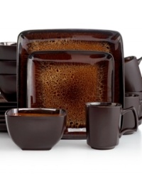 Uniquely chic, the Kenzo dinnerware set is finished with a reactive glaze that ensure no two pieces are exactly alike. Gibson's geometric forms and amber tones in durable stoneware do wonders for casual dining. Uniquely chic, the Kenzo dinnerware set is finished with a reactive glaze that ensure no two pieces are exactly alike. Gibson's geometric forms and amber tones in durable stoneware do wonders for casual dining.