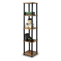 Furinno 99132LC/BK 5-Tier Corner Square Rack Display Shelf, Light Cherry Furinno 99132LC/BK 5-Tier Corner Square Rack Display Shelf, Light Cherry